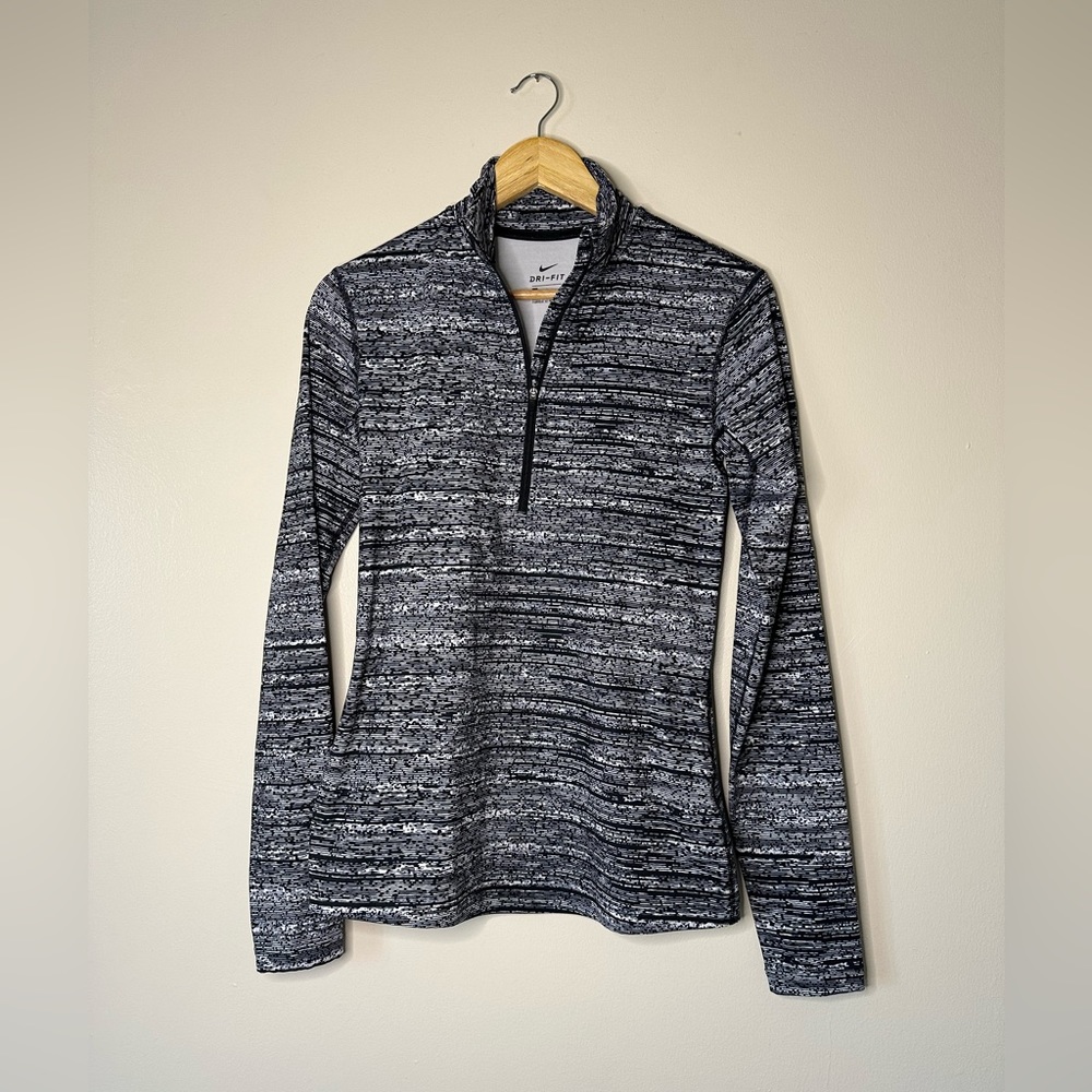 Nike Dri-fit Black & White Quarterzip Pullover Size Medium